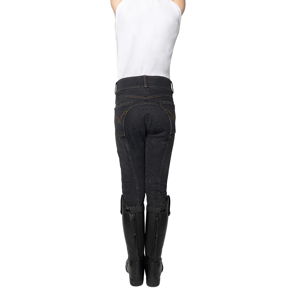 Hy Equestrian Elevate Mizs Style Denim Breeches #colour_black