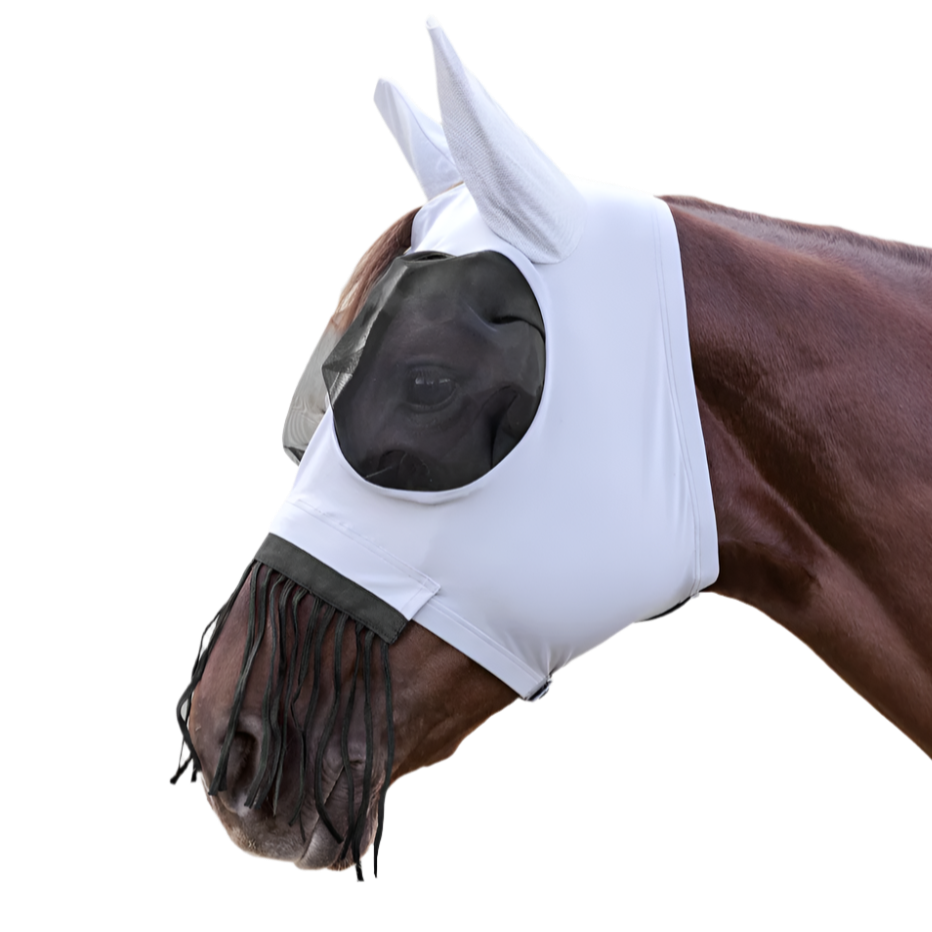 Waldhausen Puck Fly Mask With Nose Fringes #colour_silver-grey