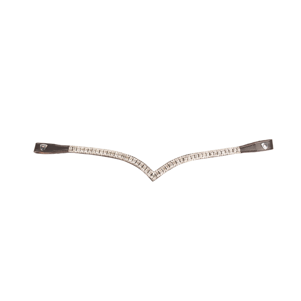 ProPresicce Signature V Diamante Browband by Hy Equestrian #colour_brown-with-silver-diamantes