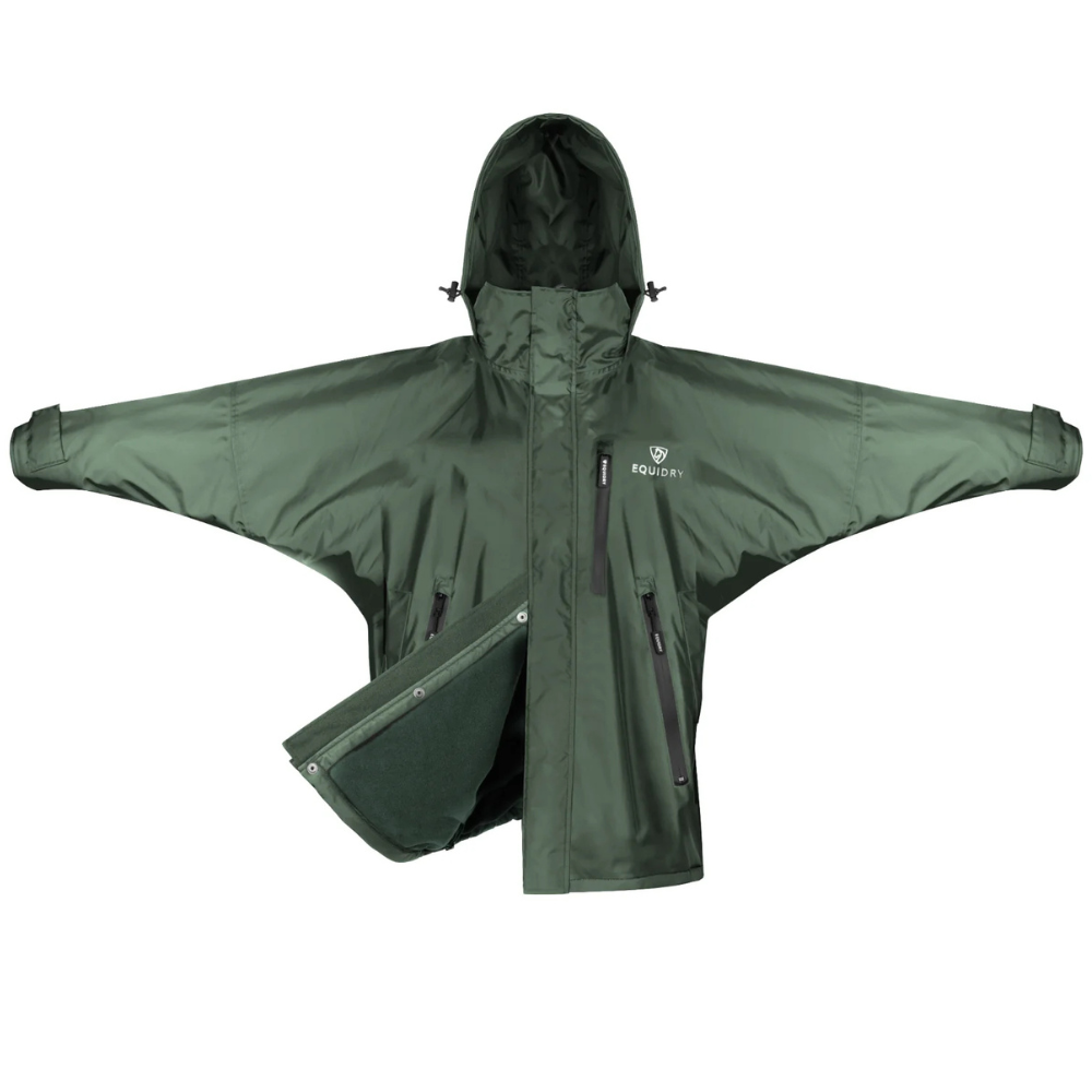 EQUIDRY Women's Thin Fleece Shortie #colour_black-forest-green