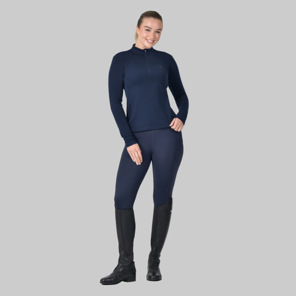 Dublin Ladies Brushed Long Sleeve Riding Top #colour_navy