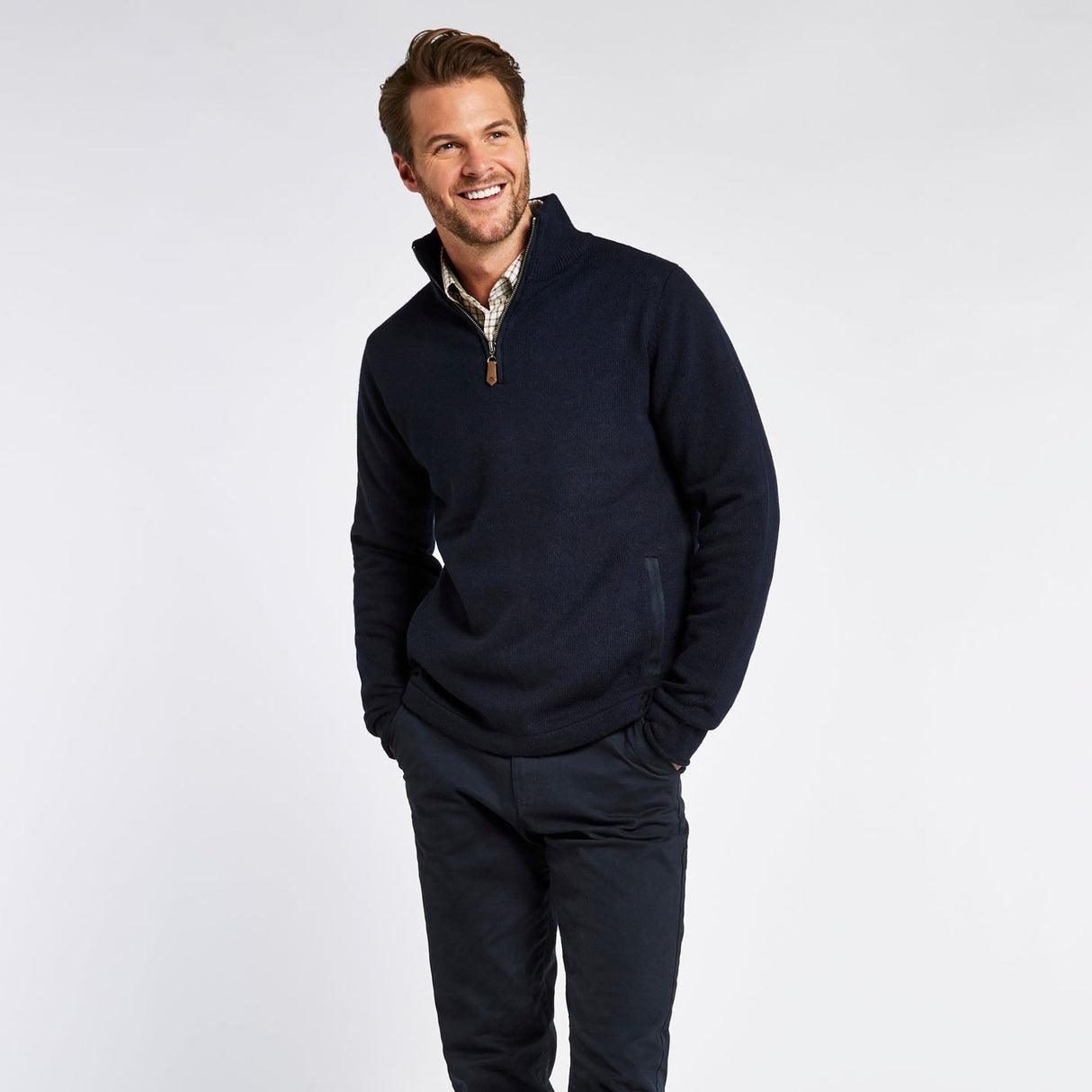 Dubarry Mens Feeney Zip Neck Sweater #Colour_navy