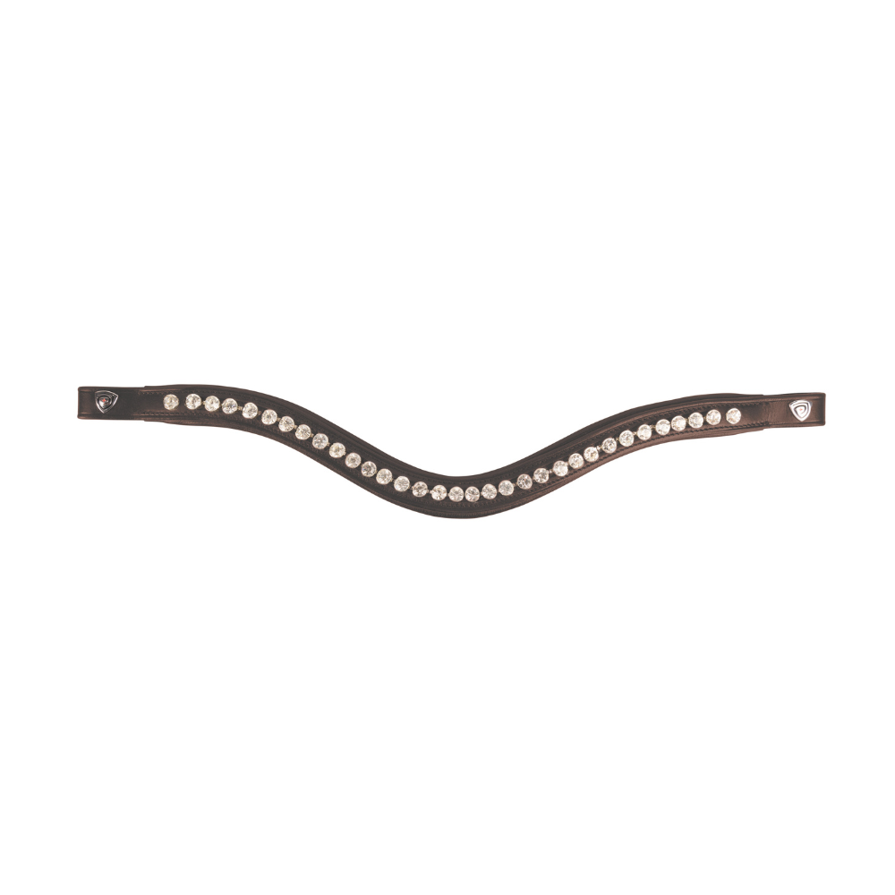 ProPresicce Signature Curved Diamante Browband by Hy Equestrian #colour_brown-with-silver-diamantes