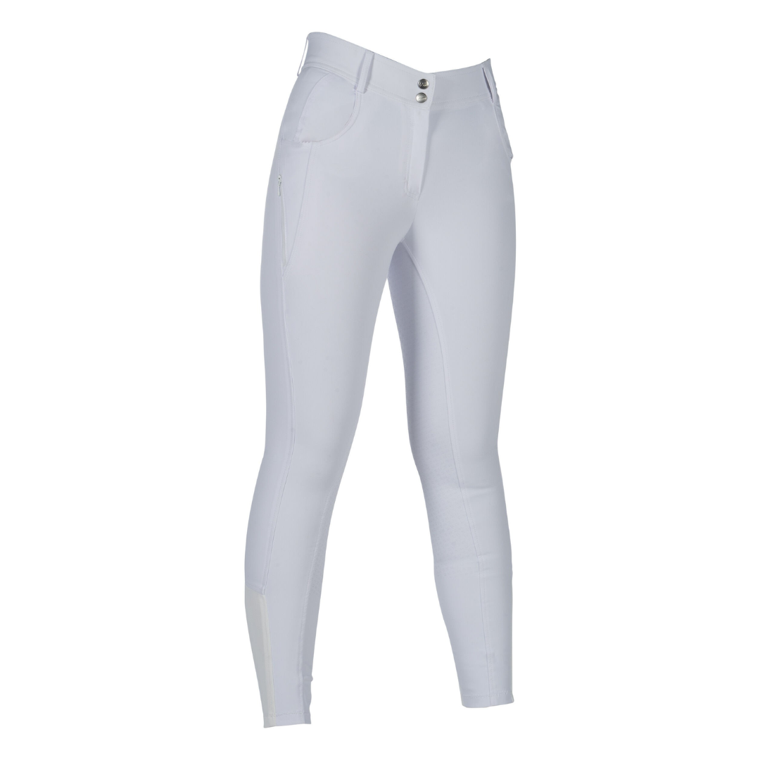HKM Children's Silicone Full Seat Riding Breeches -Ari Mid Rise- #colour_white