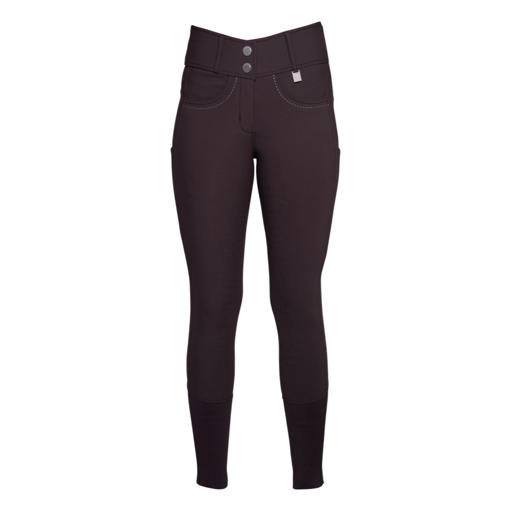 HKM Ladies Silicone Full Seat Riding Breeches -Arezzo- #colour_dark-brown