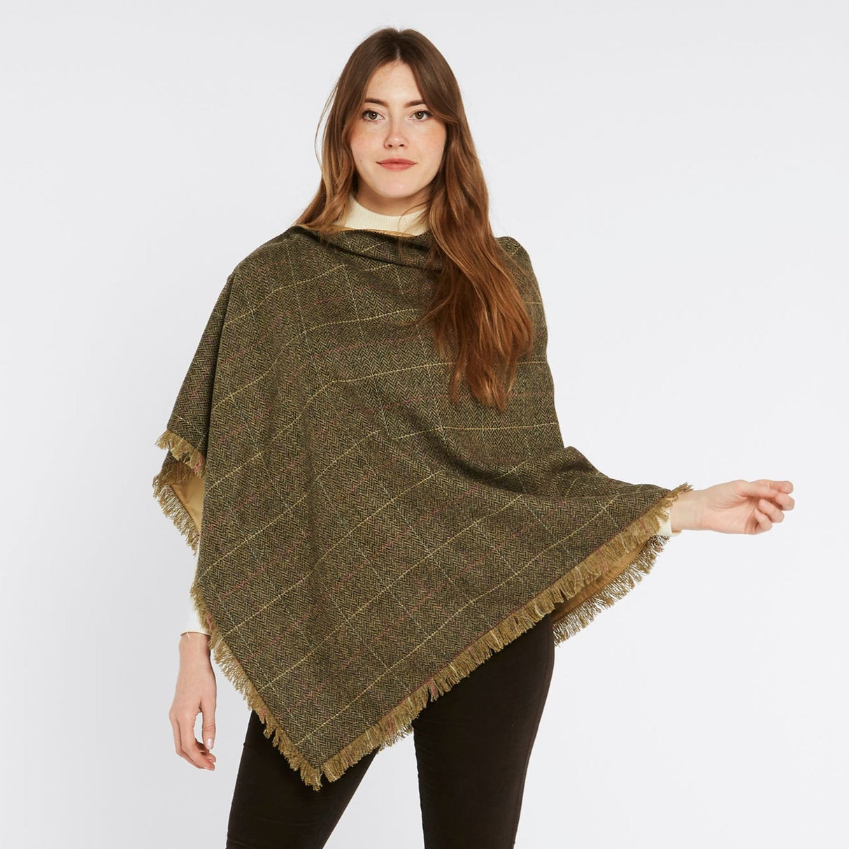 Dubarry Womens Hazelwood Tweed Poncho #colour_thistle