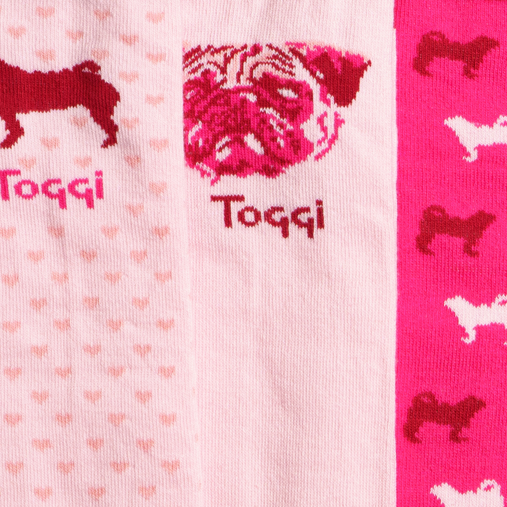 Toggi Pug Socks 3 Pack #colour_pink-red
