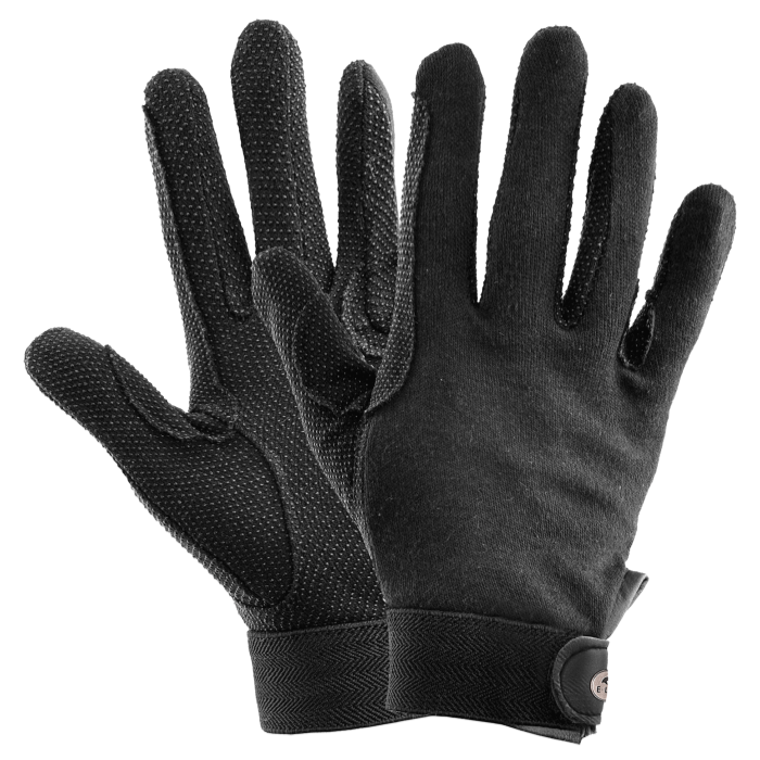 E.L.T Picot Adult Knit-Cotton Gloves #colour_black