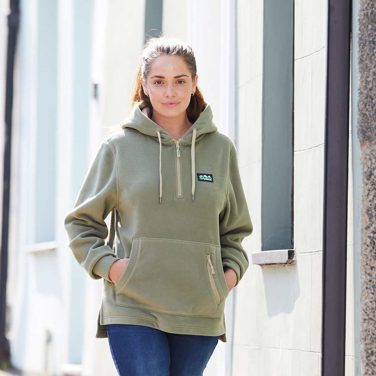 Ridgeline Womens Ballistic Long Sleeved Fleece Hoodie #colour_khaki-green