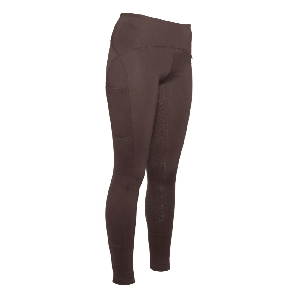 HKM Ladies Silicone Full Seat Riding Leggings -Arezzo- #colour_dark-brown