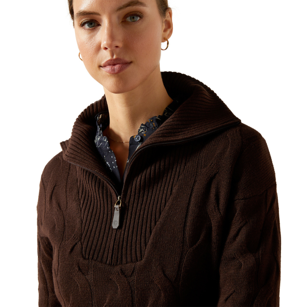 Ariat Women's Alamere 1/2 Zip Sweater #colour_coffee-bean
