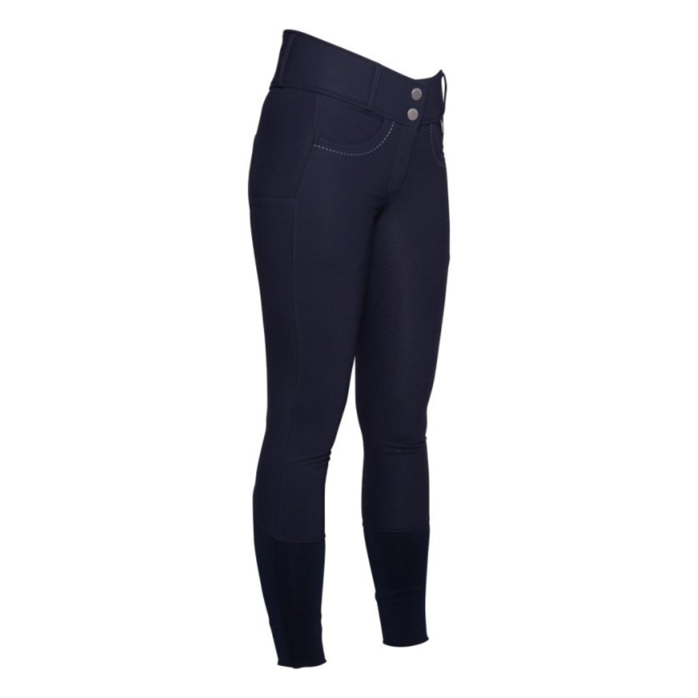 HKM Ladies Silicone Knee Patch Riding Breeches -Arezzo- #colour_deep-blue