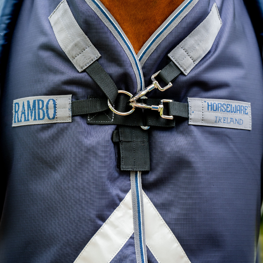 Horseware Ireland Rambo Duo Ripstop 100g Plus Turnout Bundle (100g + 200g) #colour_navy-thunderstorm-grey-silver