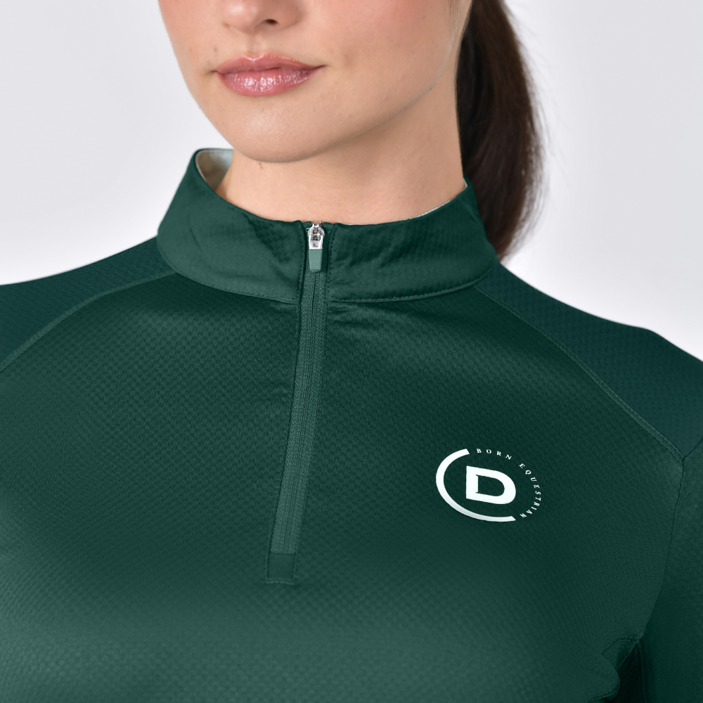 Dublin Ladies Breathable Long Sleeve Riding Top #colour_dark-emerald-green