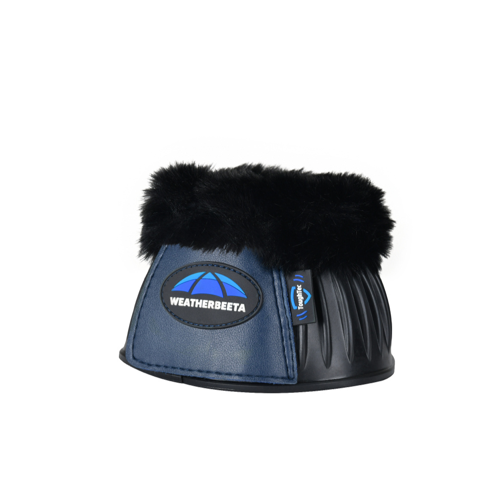 Weatherbeeta Tough-Tec Prime Fleece Trim Rubber Bell Boots #colour_black-navy