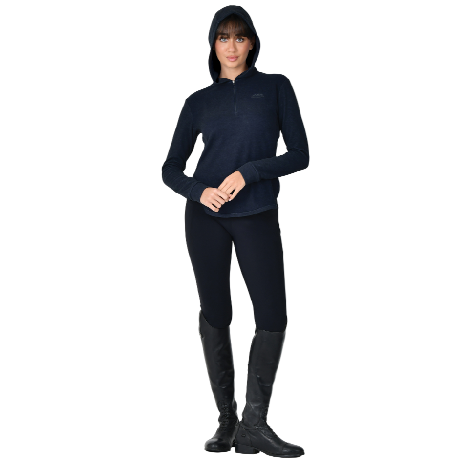 Weatherbeeta Ladies London Layer Long Sleeve Top With Hood #colour_dark-navy-marle