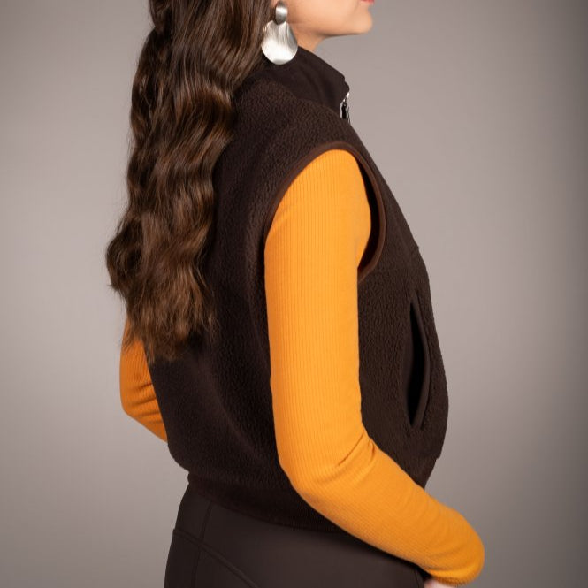 HKM Ladies Vest -Arezzo Teddy- #colour_dark-brown