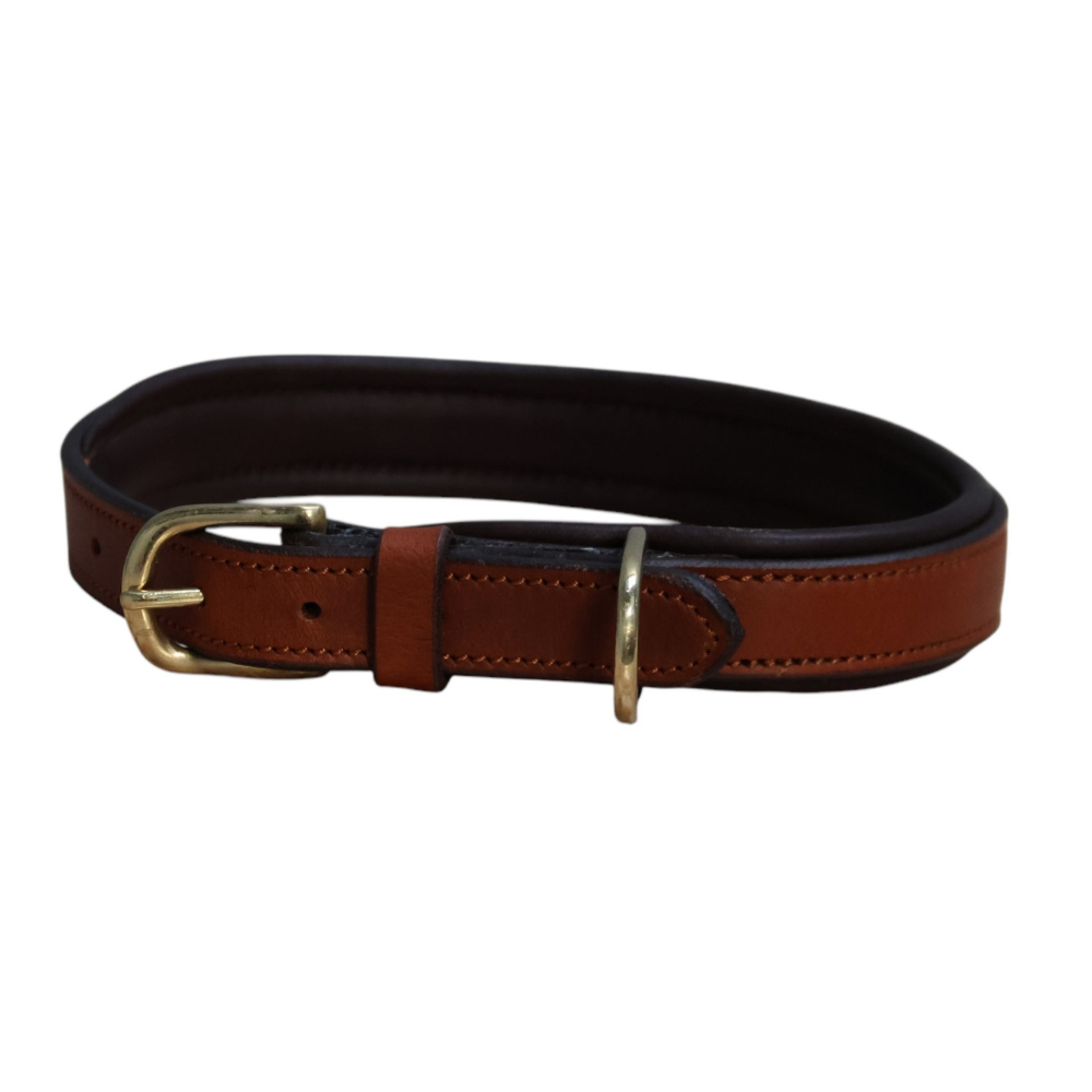 Mackey Padded Leather Dog Collar #colour_tan-brown
