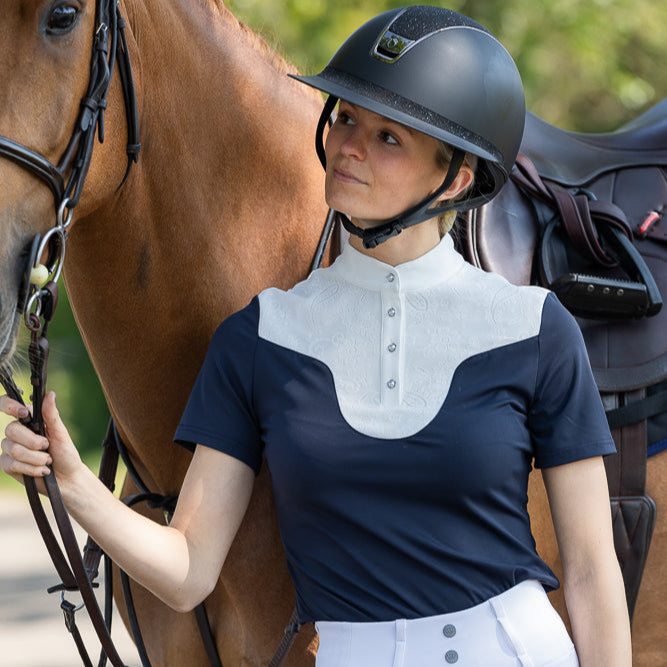 Woof Wear Ladies Vision Competition Shirt #colour_navy-white