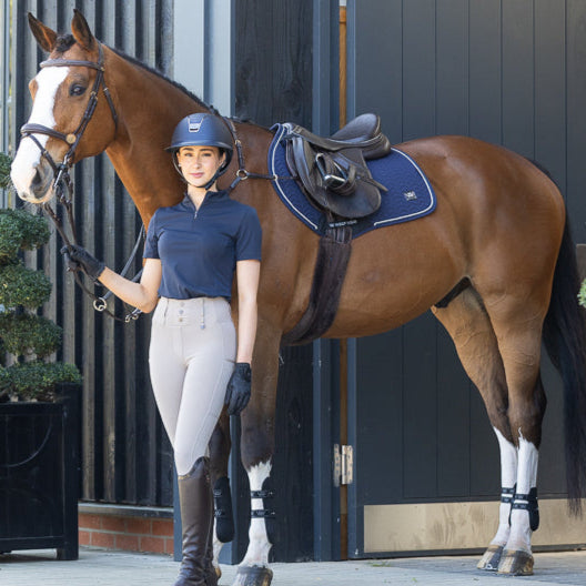 Woof Wear Herringbone Close Contact Saddle Pad #colour_navy