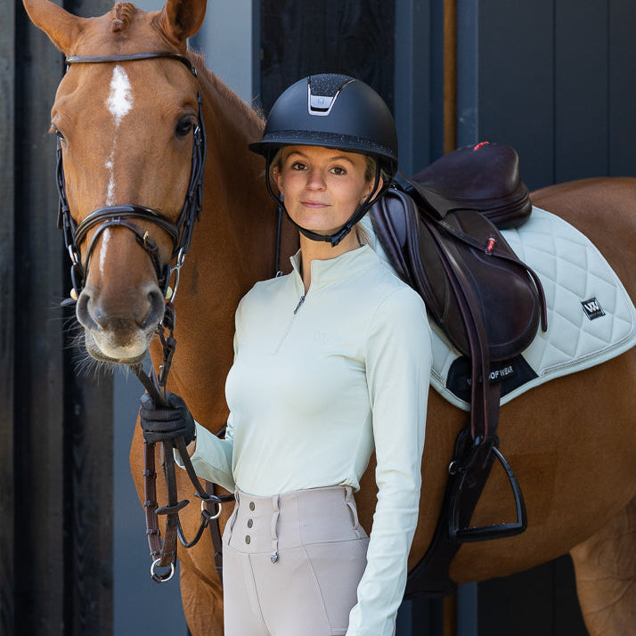 Woof Wear Ladies Long Sleeve Tech Riding Shirt #colour_sage-green