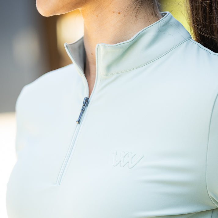 Woof Wear Ladies Long Sleeve Tech Riding Shirt #colour_sage-green