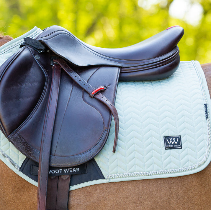 Woof Wear Herringbone Close Contact Saddle Pad #colour_sage-green