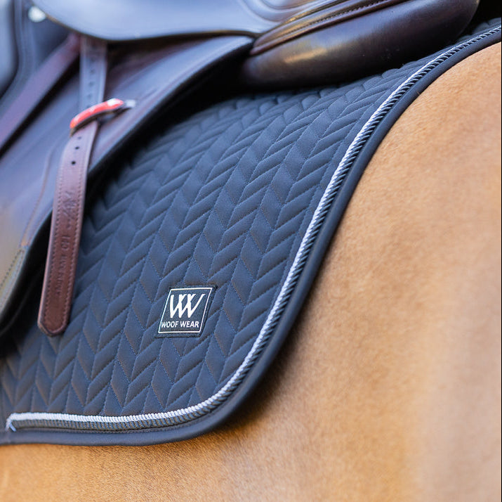 Woof Wear Herringbone Close Contact Saddle Pad #colour_navy