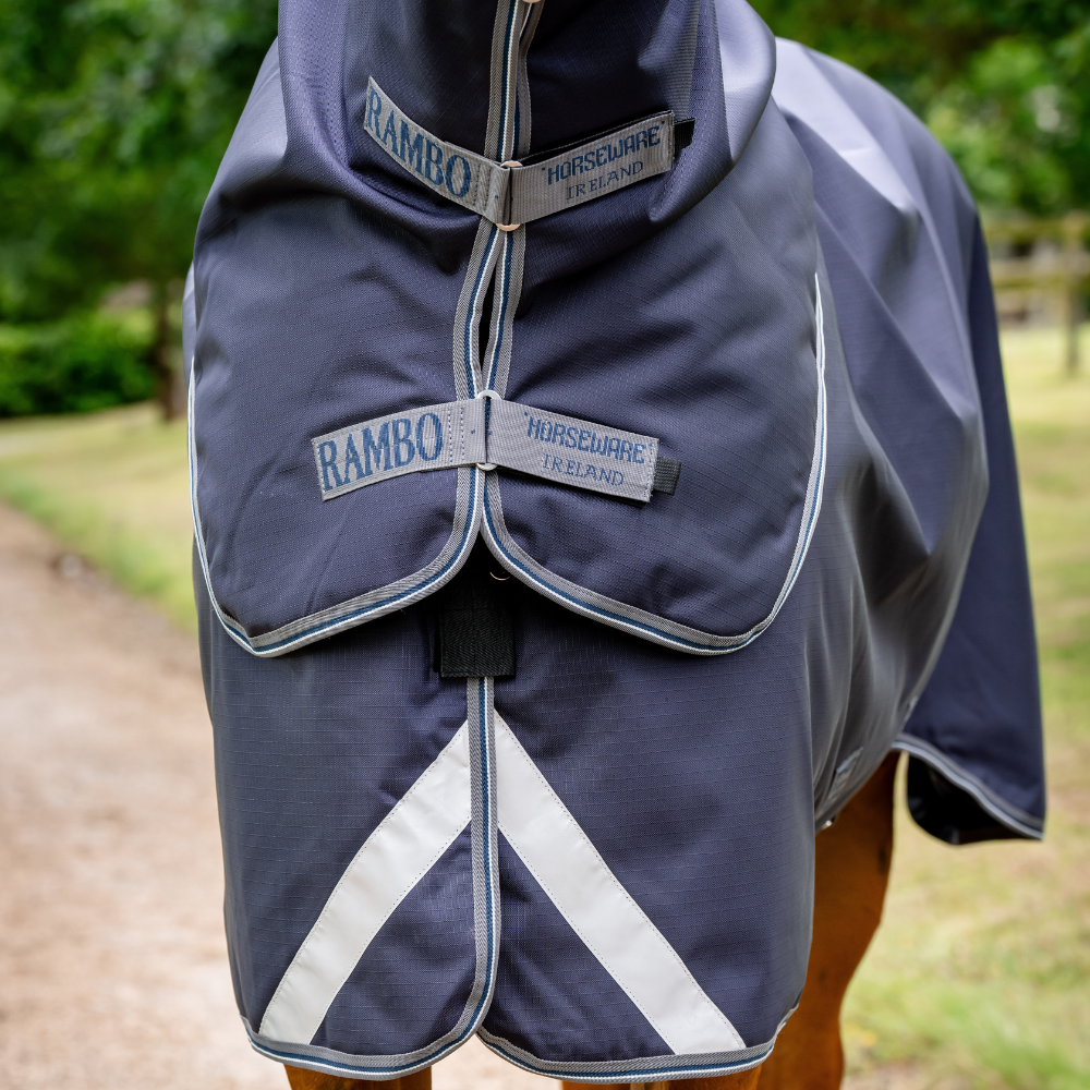 Horseware Ireland Rambo Duo Ripstop 100g Plus Turnout Bundle (100g + 200g) #colour_navy-thunderstorm-grey-silver