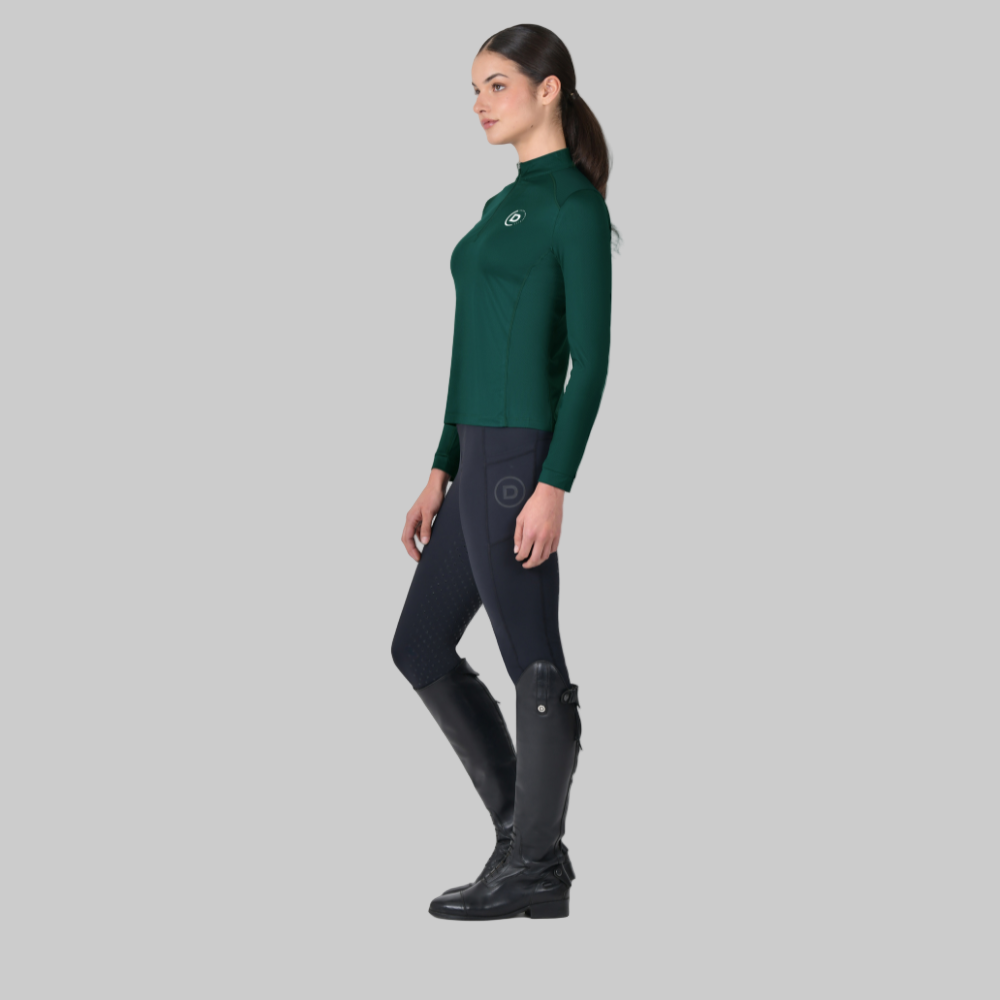 Dublin Ladies Breathable Long Sleeve Riding Top #colour_dark-emerald-green