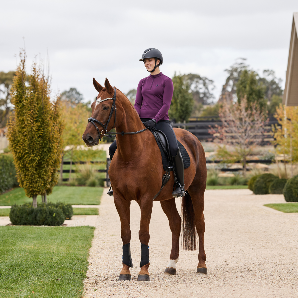 Dublin Ladies Brushed Long Sleeve Riding Top #colour_purple-violet