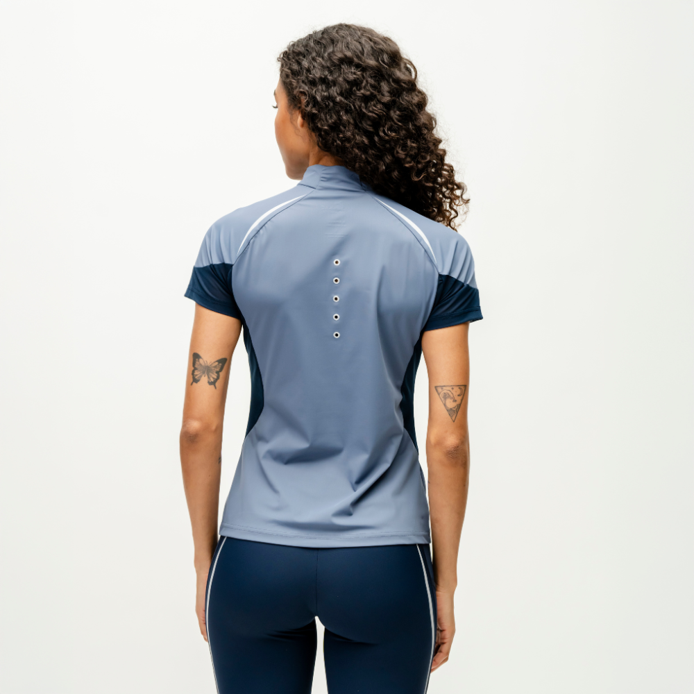 Horseware Ireland Stamina Short Sleeve 1/4 Zip Top #colour_blue