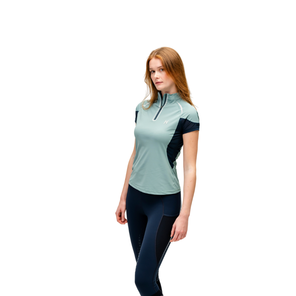 Horseware Ireland Stamina Short Sleeve 1/4 Zip Top #colour_sage