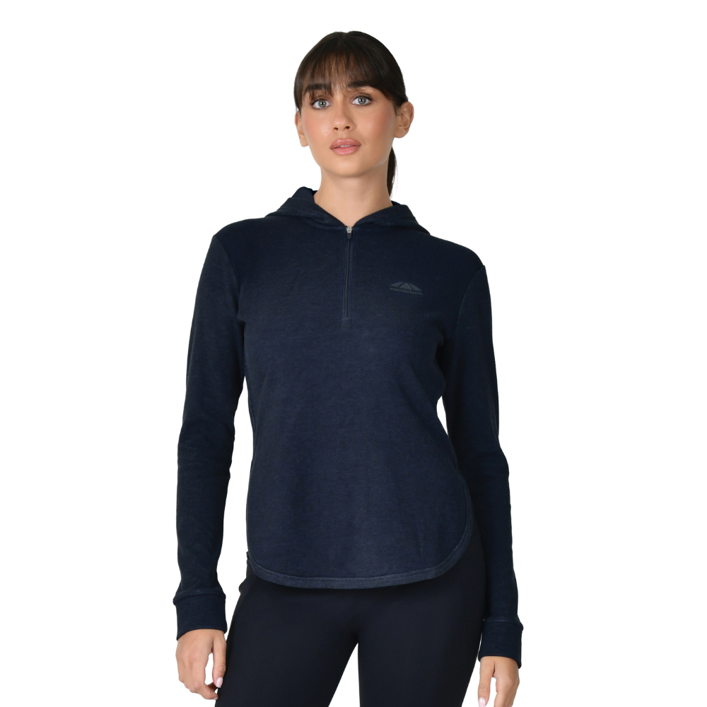 Weatherbeeta Ladies London Layer Long Sleeve Top With Hood #colour_dark-navy-marle