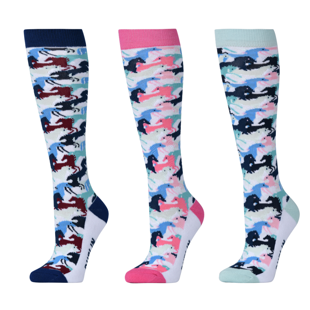 Dublin 3 Pack Socks Adults #colour_multi-horse-trio