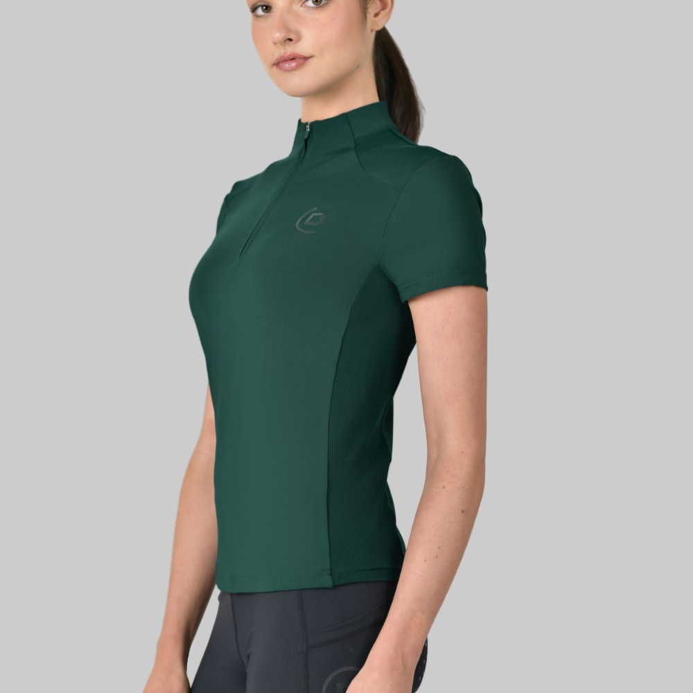 Dublin Ladies 1/4 Zip Breathable Short Sleeve Top #colour_dark-emerald-green