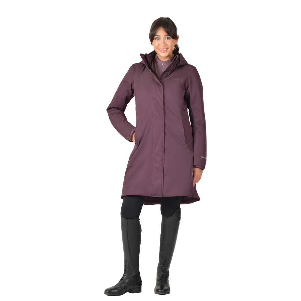 Weatherbeeta Ladies All Purpose Waterproof Longline Equestrian Jacket #colour_mulberry