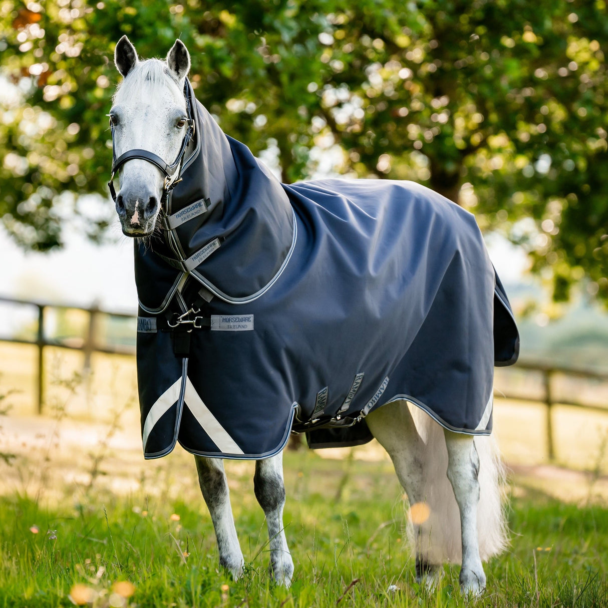 Horseware Ireland Rambo Supreme 1680D Turnout Plus 0g #colour_navy-thunderstorm-grey-silver