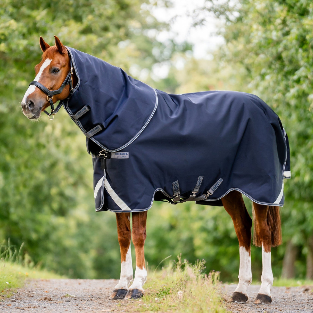 Horseware Ireland Rambo Supreme 1680D Turnout Plus 0g #colour_navy-thunderstorm-grey-silver
