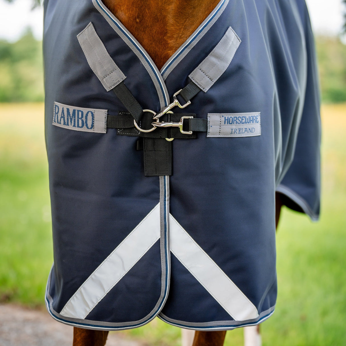 Horseware Ireland Rambo Supreme 1680D Turnout Vari-Layer 450g #colour_navy-thunderstorm-grey-silver