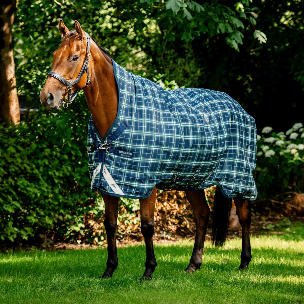 Horseware Ireland Rhino Wug 0g Turnout Rug #colour_hunter-check-navy-green