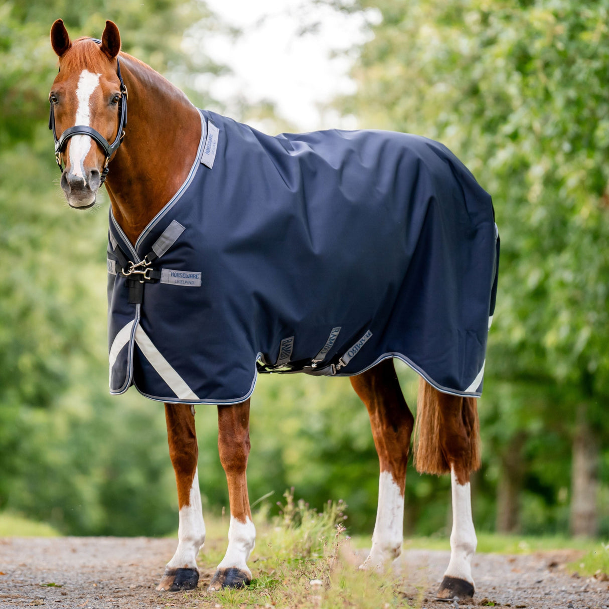 Horseware Ireland Rambo 1680D 100g Turnout Rug #colour_navy-thunderstorm-grey-silver