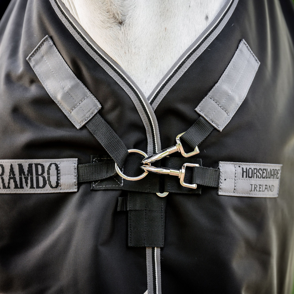 Horseware Ireland Rambo 1680D 100g Turnout Rug #colour_black-thunderstorm-grey-silver