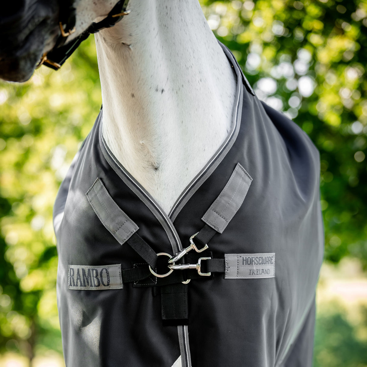 Horseware Ireland Rambo 1680D 0g Turnout Rug #colour_black-thunderstorm-grey-silver