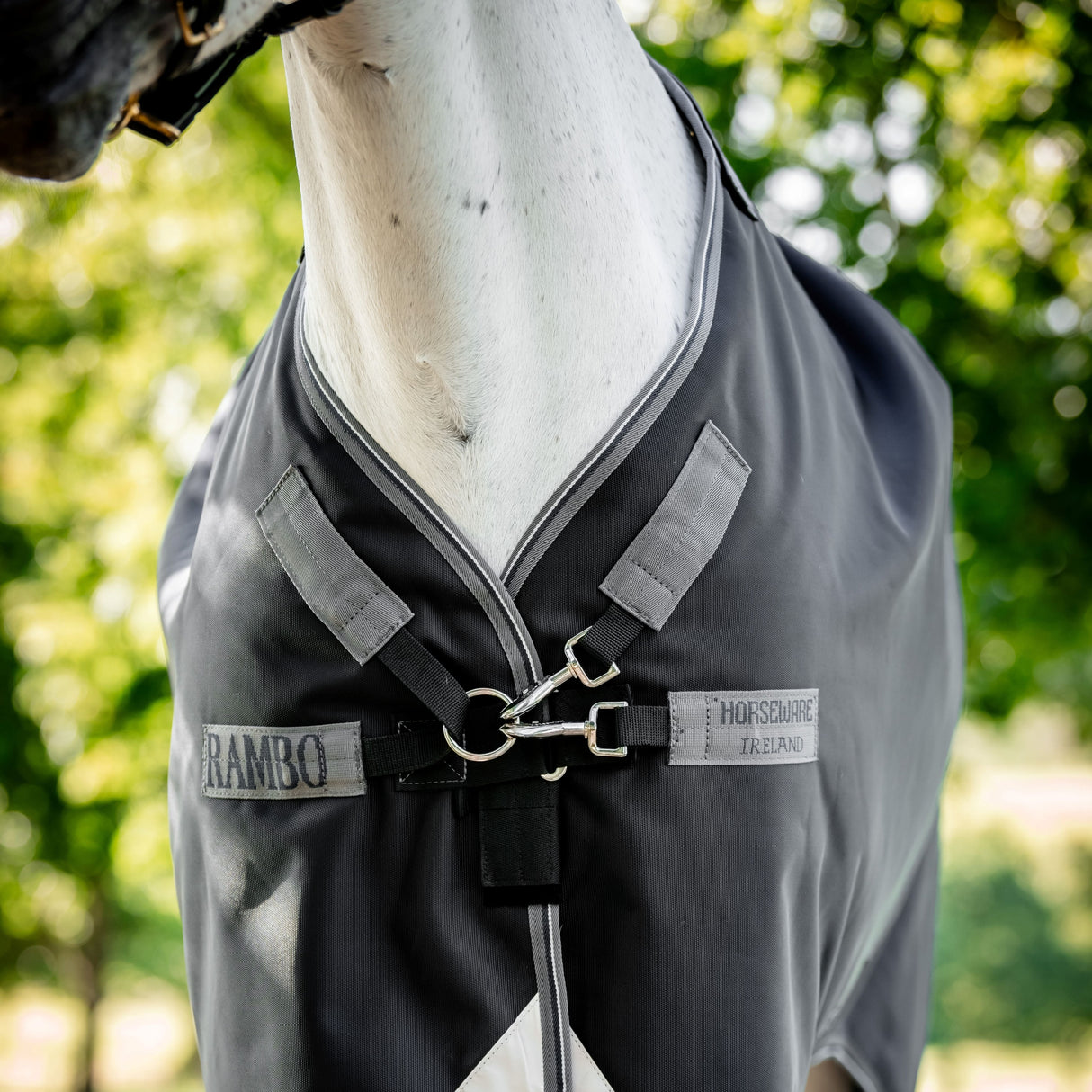 Horseware Ireland Rambo 1680D 450g Vari-Layer Turnout Rug #colour_black-thunderstorm-grey-silver
