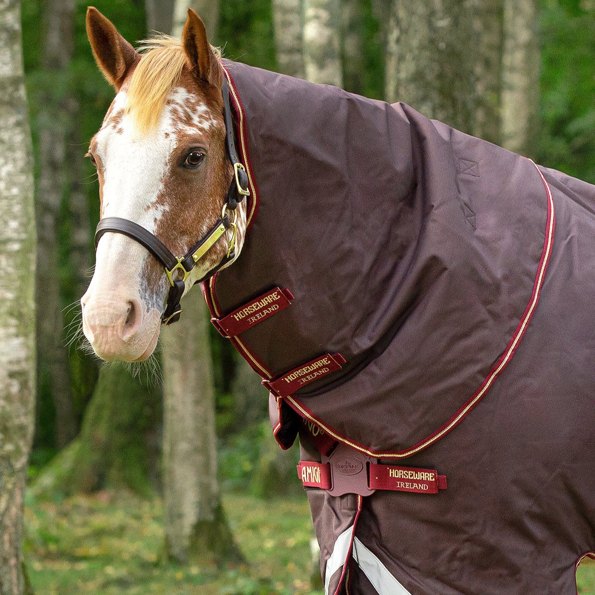 Horseware Ireland Amigo Bravo 1200D Original Hood 0g #colour_brown-red-gold-red