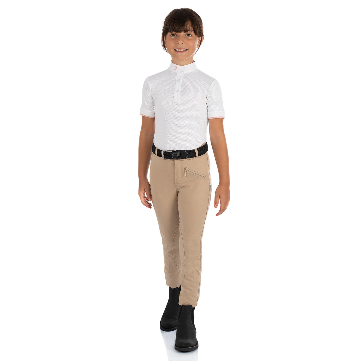 Equestro Leilani Model Junior Jodhpur Breeches In Stretch Material #colour_beige