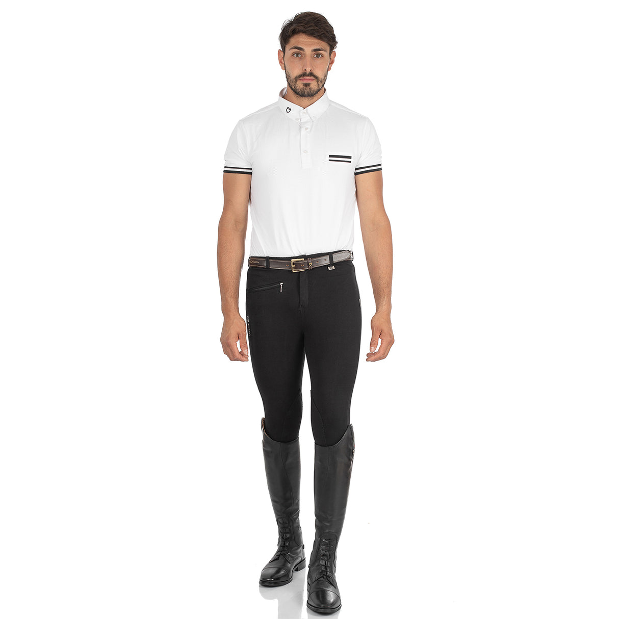 Equestro Urano Model Man Breeches In Stretch Cotton #colour_black