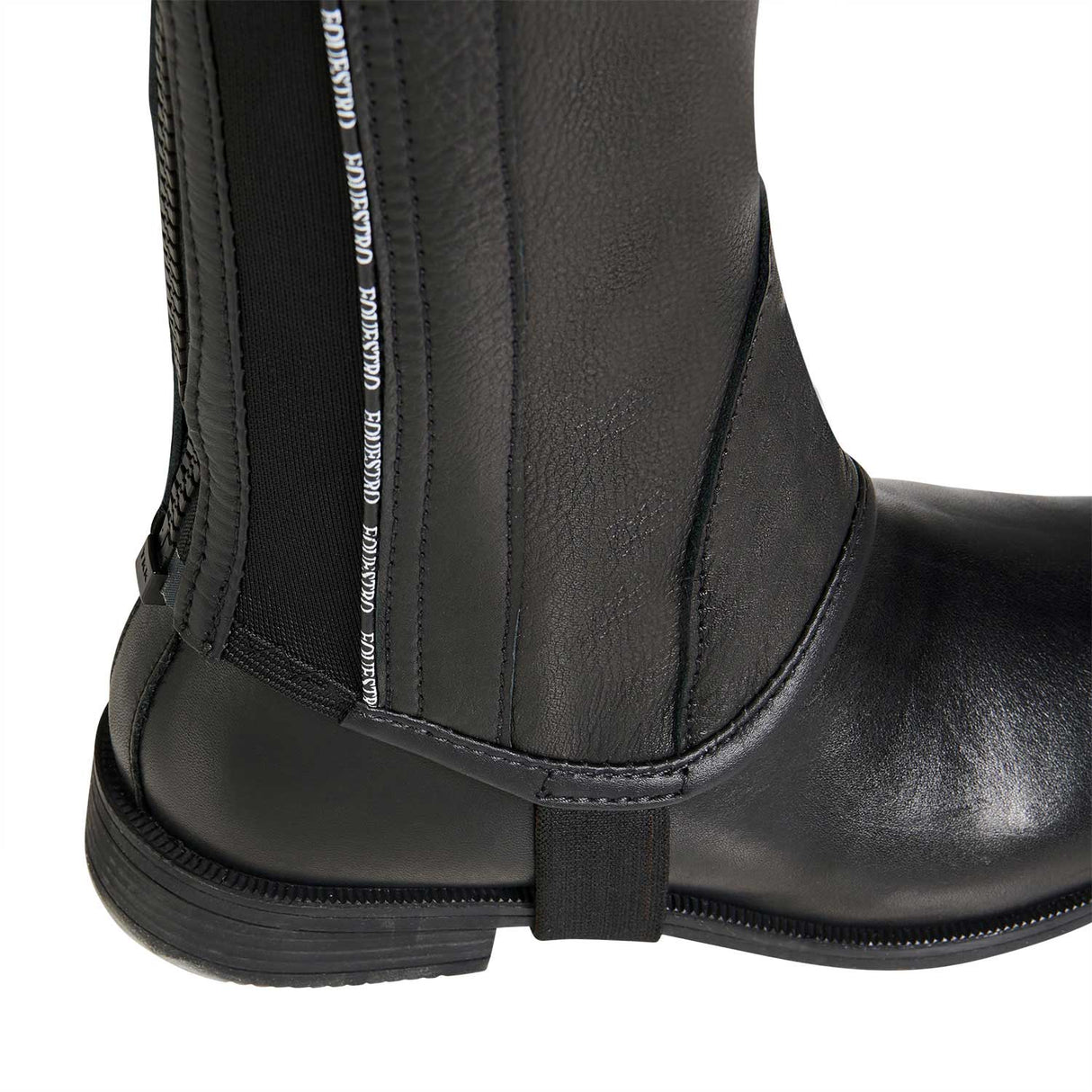 Equestro Unisex Leather Gaiters With Contrasting Profile #colour_black