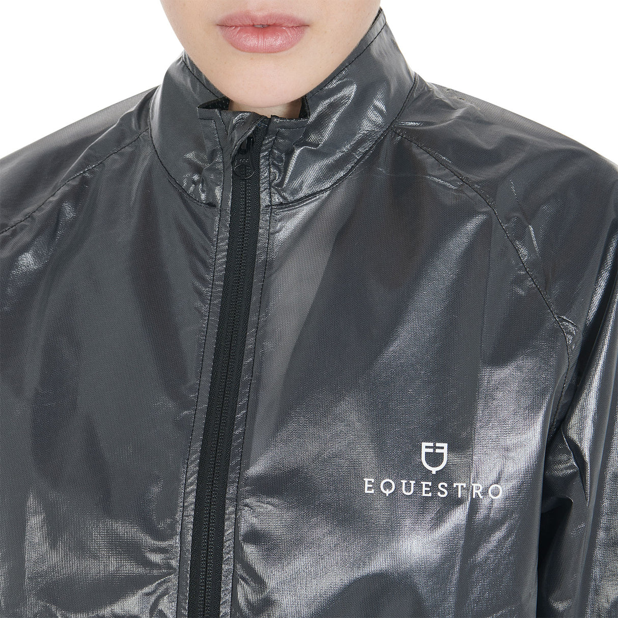 Equestro Windproof And Water-Repellent Unisex Overcoat #colour_black